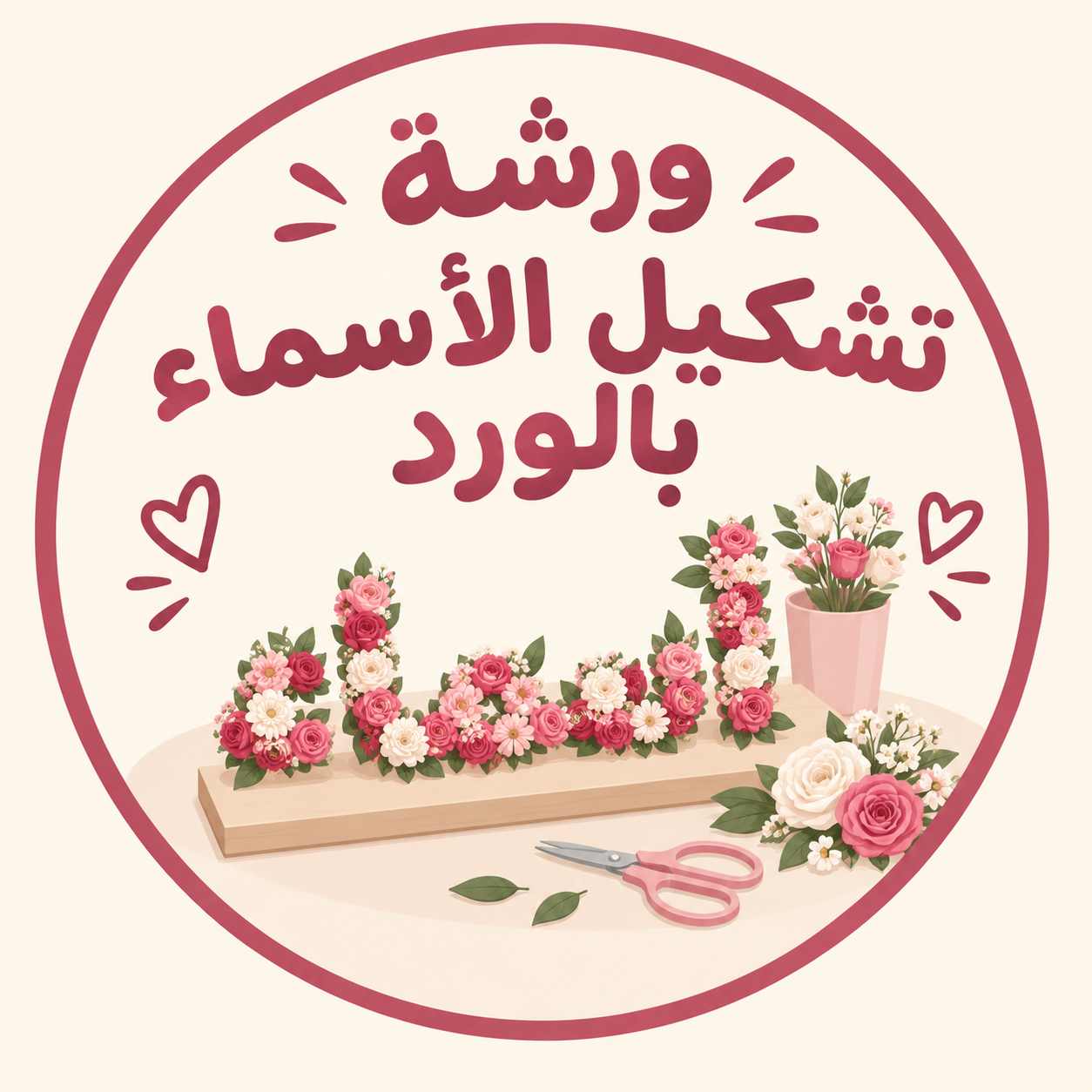 ورشة تشكيل الأسماء بالورد